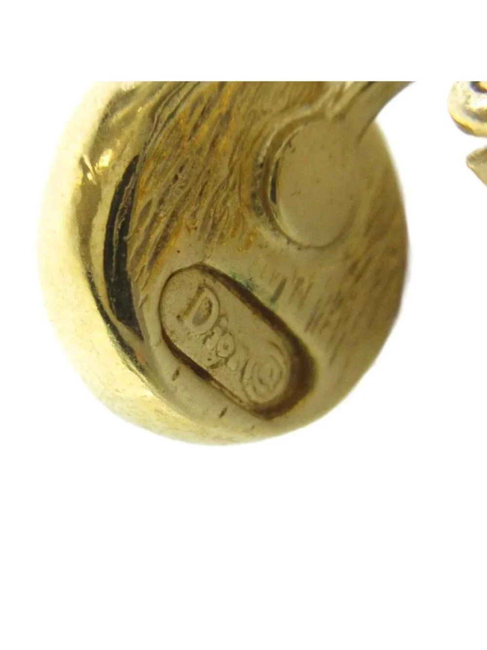 Dior Earrings Faux Pearl Clip on Logo Gold